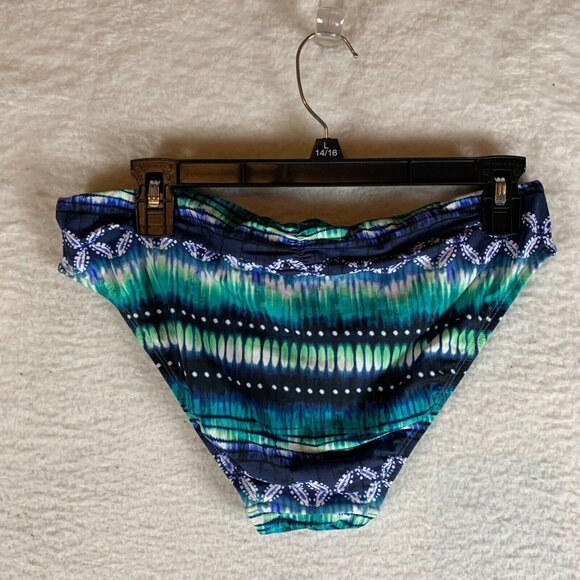Bleu Rod Beattie Womens Navy Printed Ruched-Back Bikini Bottoms Size 10 NWT 9934 - Picture 7 of 9